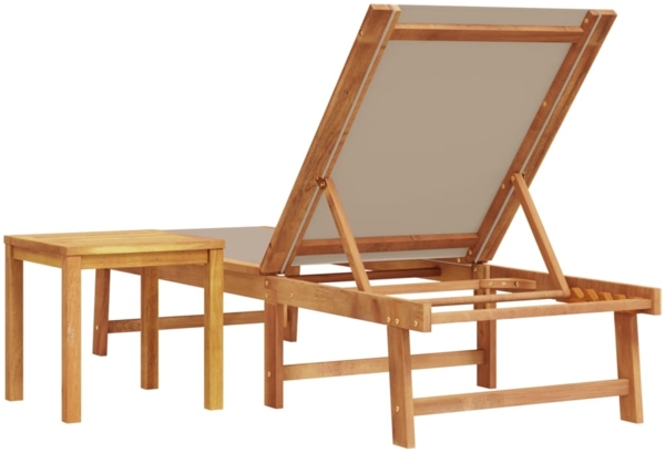 vidaXL Sonnenliege mit Tisch Taupe Massivholz Akazie und Textilene 4008419 Bild 4