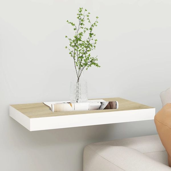 vidaXL Schweberegal Eichen-Optik und Weiß 50x23x3,8 cm MDF 326573