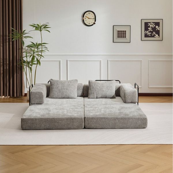 Leawin Sofa 4-in-1 Wohnzimmersofa mit Schlaffunktion – faltbares Sofa, Platzsparendes Design für kleine Räume – Sofa, Liege und Bett in einem