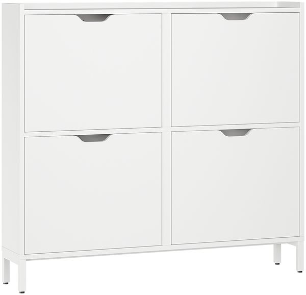 Bellamio 'Ceyhan' Schuhschrank mit 4 Klappen, schmales Schuhregal, weiß, 100x19x90 cm, Schuhkipper für 8 paar Schuhe Bild 9