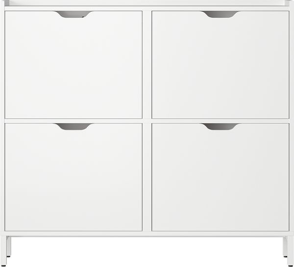 Bellamio 'Ceyhan' Schuhschrank mit 4 Klappen, schmales Schuhregal, weiß, 100x19x90 cm, Schuhkipper für 8 paar Schuhe Bild 10