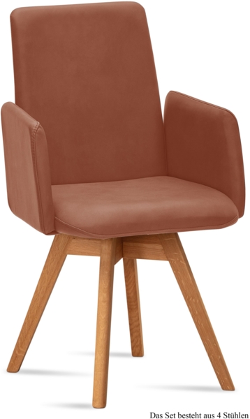 Armlehnstuhl drehbar (4er-Set) Donny 52x92x60 Eiche geölt/Cognac