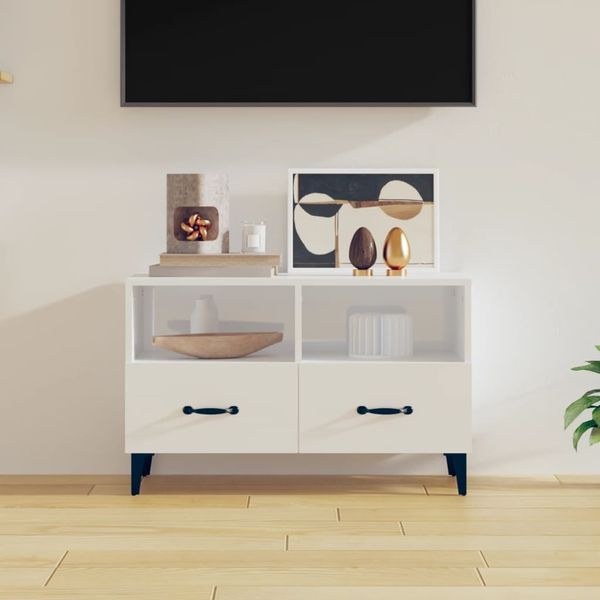 vidaXL TV-Schrank Hochglanz-Weiß 80 x 36 x 50 cm Holzwerkstoff [812597]