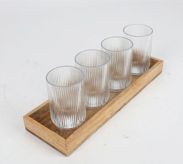 Longdrinkglas RIFFEL 400 ml – klassisches Trinkglas mit Rillenstruktur für Cocktails Longdrinks Wasser und Softdrinks robust und zeitlos