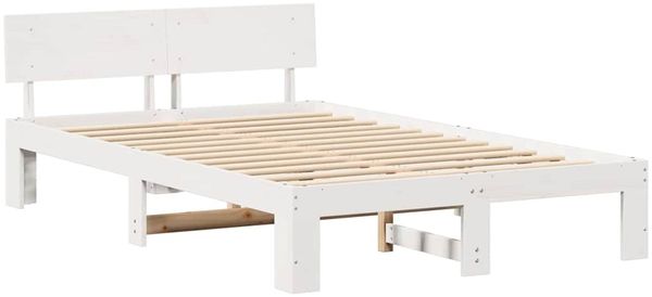 vidaXL Bettrahmen mit Kopfteil Weiß 120 x 190 cm Massives Kiefernholz 872663 Bild 4