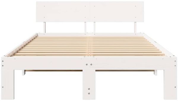 vidaXL Bettrahmen mit Kopfteil Weiß 120 x 190 cm Massives Kiefernholz 872663 Bild 5