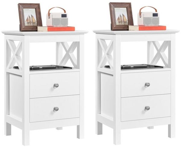 Yaheetech Nachtkonsole Nachttisch (2 St), mit 2 Schubladen, Beistelltisch für Boxspringbett