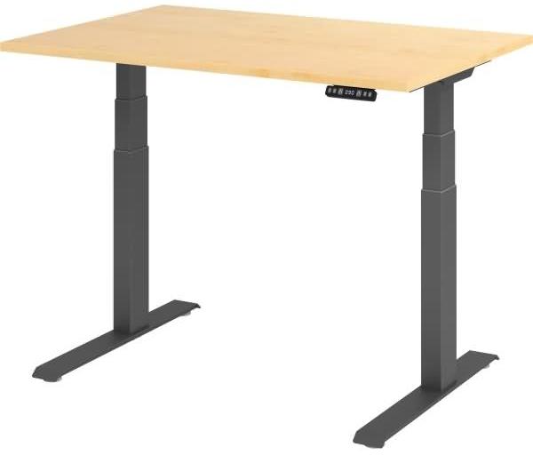 Sitz-Steh-Schreibtisch elektrisch 120x80 cm Ahorn/Silber