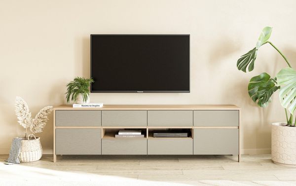Home affaire TV-Schrank Stranda, moderner TV-Unterschrank, Kommode im Scandi-Style, Lowboard Rahmenoptik, ausreichend Stauraum, vielseitig einsetzbar, 193 cm breit
