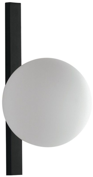Außergewöhnliche LED Wandlampe Schwarz 1 flammig Kugel Opalglas Weiß, Höhe 28cm