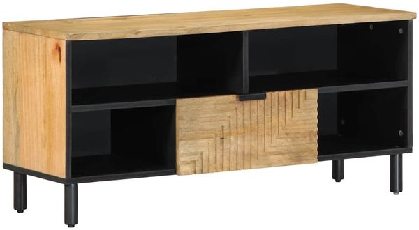 vidaXL TV-Schrank Braun 100x33x46 cm Massivholz Mango 4017736