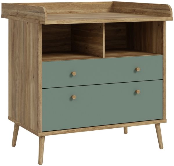 Wickelkommode >Whenua< in Mauvella Eiche/ Salbei - 89,8x94,4x77cm (BxHxT)