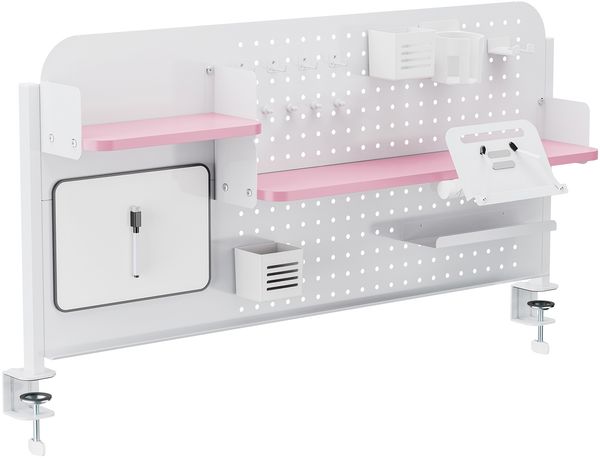 Schreibtisch-Organizer zum Anklemmen Sauda 114x68 cm Stahl Weiß/Rosa [en. casa]
