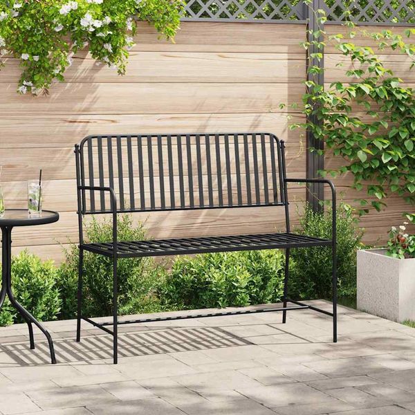 vidaXL Gartenbank Schwarz 103,5 x 51,5 x 90 cm Stahl 42008117
