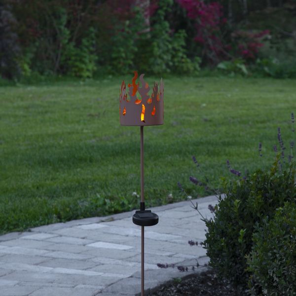 LED-Solarstab "Torchy", Flammenkorb, Rost