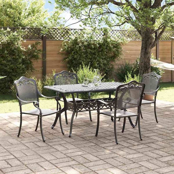 vidaXL Garten Essgruppe 5 pcs Schwarz Aluminium 3334661