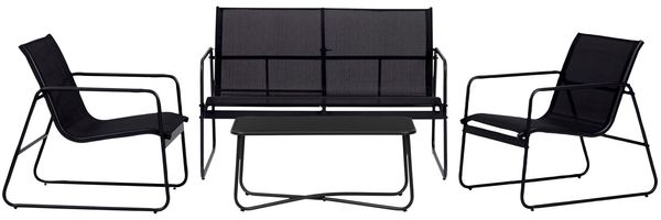 Lounge-Set 4-teilig, schwarz, Metall