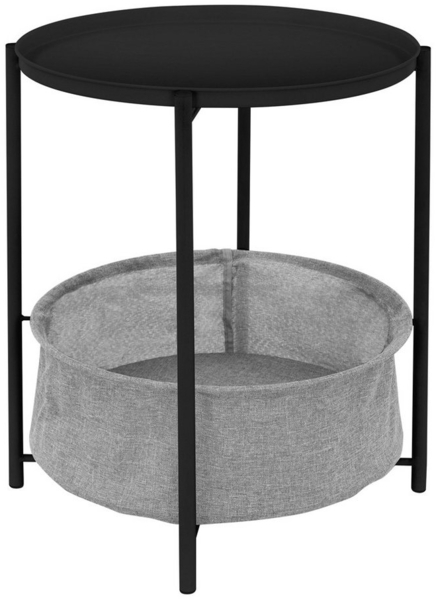ML-DESIGN Beistelltisch Couchtisch aus Metall mit Stoffkorb als Stauraum & abnehmbarer Tablett, Sofatisch Wohnzimmertisch Nachttisch Tisch Couchtisch Schwarz