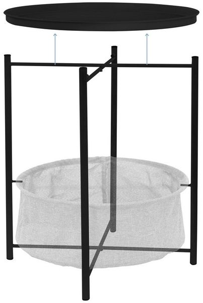 ML-DESIGN Beistelltisch Couchtisch aus Metall mit Stoffkorb als Stauraum & abnehmbarer Tablett, Sofatisch Wohnzimmertisch Nachttisch Tisch Couchtisch Schwarz Bild 3