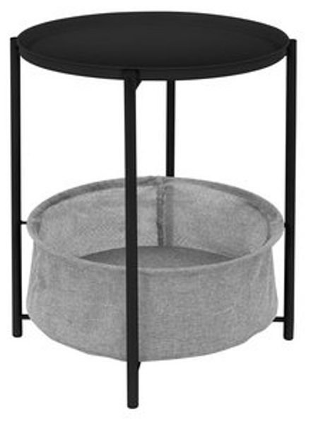 ML-DESIGN Beistelltisch Couchtisch aus Metall mit Stoffkorb als Stauraum & abnehmbarer Tablett, Sofatisch Wohnzimmertisch Nachttisch Tisch Couchtisch Schwarz Bild 6