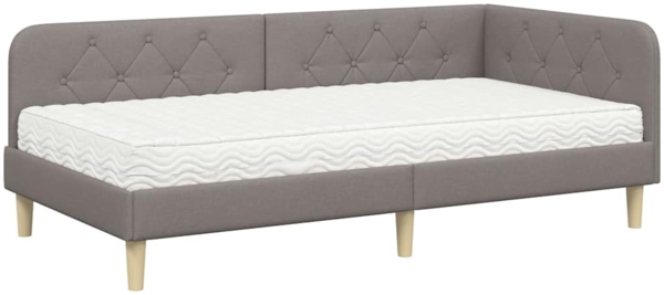 vidaXL Eckbettgestell mit Matratze Taupe 100 x 200 cm Stoff 3394130