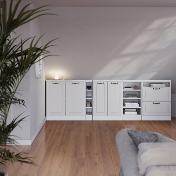 Küchenschrank für Dachschrägen R-Line Weiß Landhaus 80 cm mit 2 Türen Vicco Bild 6