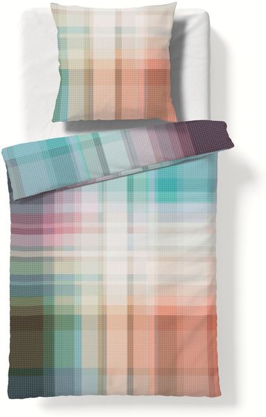 Fleuresse Mako-Satin Bettwäsche 200x200 Mosaik Würfel Streifen pastell 114524-03