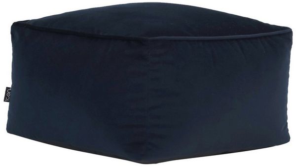Icon Amara Hocker, Dunkelblau, Flauschiger Samt Stoff, Samt Sitzsack, Sitzpuff Hocker mit Füllung, Fußhocker für das Wohnzimmer, Deko Wohnzimmer