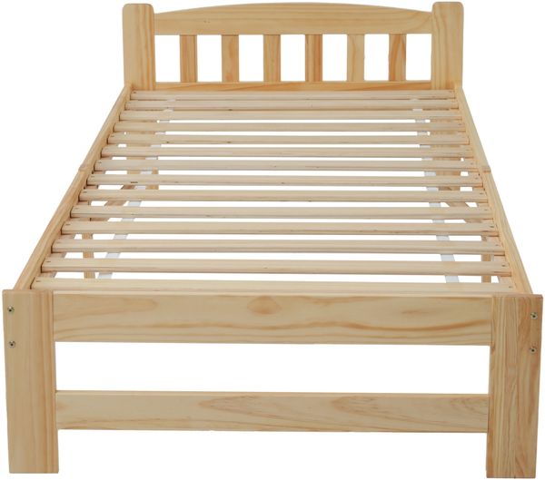 Bett 90x200 cm aus Kiefer Massivholz mit Lattenrost – naturbelassenes Einzelbett Bild 9