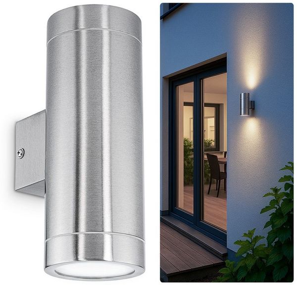 SSC-LUXon LED Außen-Wandleuchte LED Wandleuchte TIRA Edelstahl Up & Down IP44 Strahler mit 2x LED, Neutralweiß