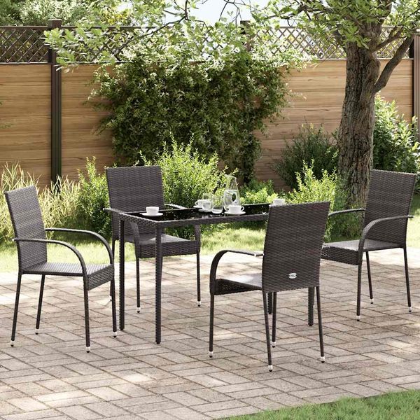 vidaXL Stapelbare Gartenstühle 4 Stk. Poly Rattan Braun 310083