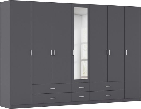 rauch Kleiderschrank Schrank Garderobe Ankleide GAMMA Breiten 91/136/181/226/271/315/360 cm (in 3 Ausstattungen BASIC/CLASSIC/PREMIUM (inkl. SOFT-CLOSE-Funktion) verschiedene Griff-Varianten, mit Spiegel TOPSELLER MADE IN GERMANY