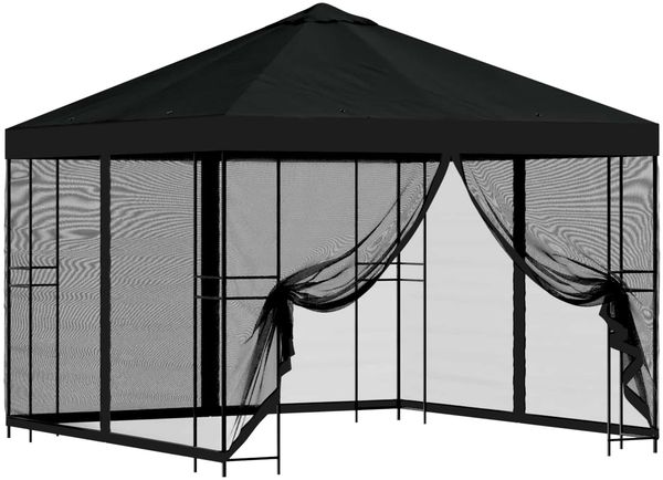 vidaXL Garten Pavillon mit Seitenwänden 3 x 3 m Schwarz 900346 Bild 2