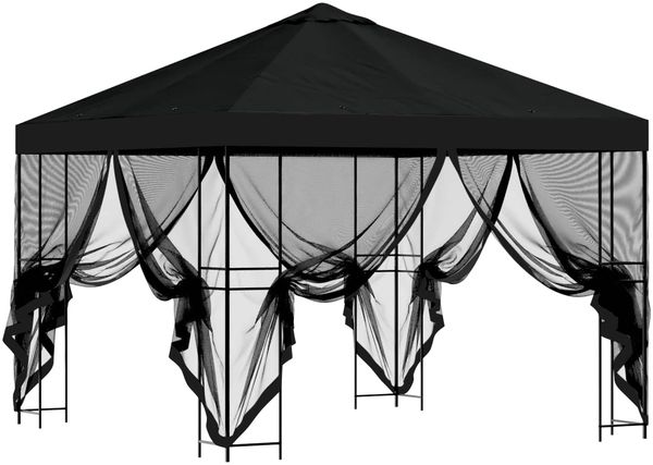 vidaXL Garten Pavillon mit Seitenwänden 3 x 3 m Schwarz 900346 Bild 4