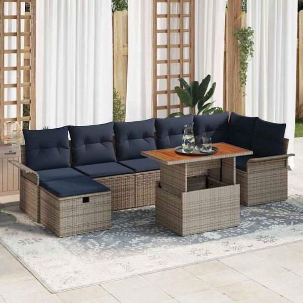 vidaXL Garten-Sofa-Set 8 pcs Grau Poly-Rattan 3361255
