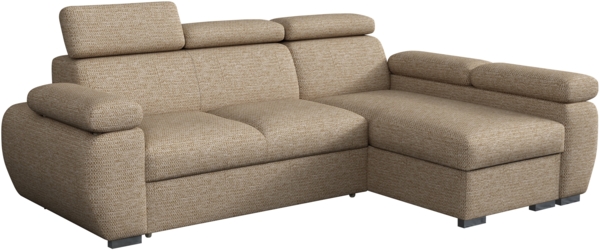 Ecksofa Boston Mini mit Schlaffunktion, Bettkasten, Einstellbare Kopfstützen (Aragon 14, Seite: Rechts, 2r+LC)