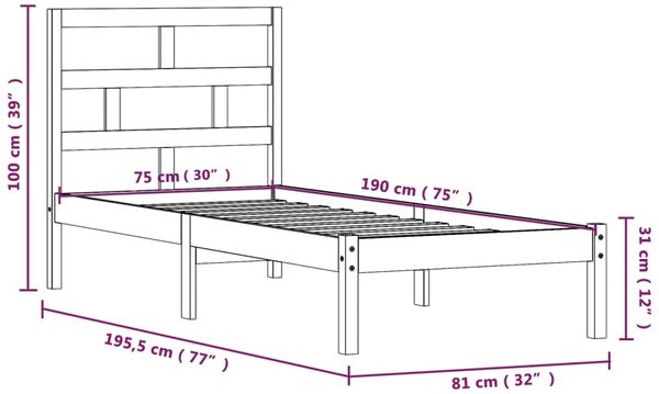 vidaXL Massivholzbett 75x190 cm 3101178 Bild 9