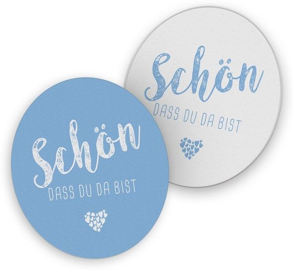 itenga Bierdeckel itenga 40x Bierdeckel Untersetzer "Schön dass du da bist" hellblau
