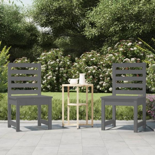 vidaXL Gartenstühle 2 Stk. Grau 50x48x91,5 cm Massivholz Kiefer 824027