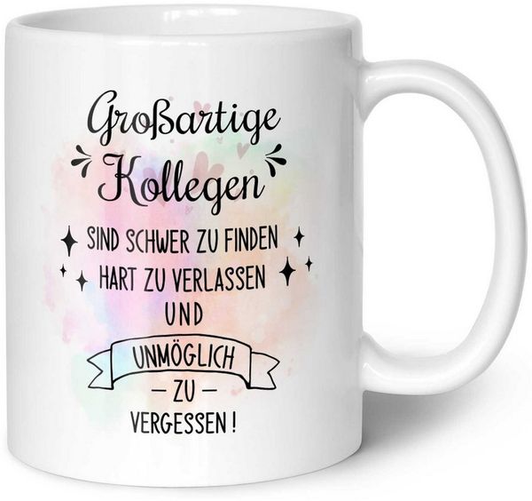 GRAVURZEILE Tasse mit Spruch - Großartige Kollegen - Abschiedsgeschenk für die Kollegen, Keramik, Farbe: Weiß