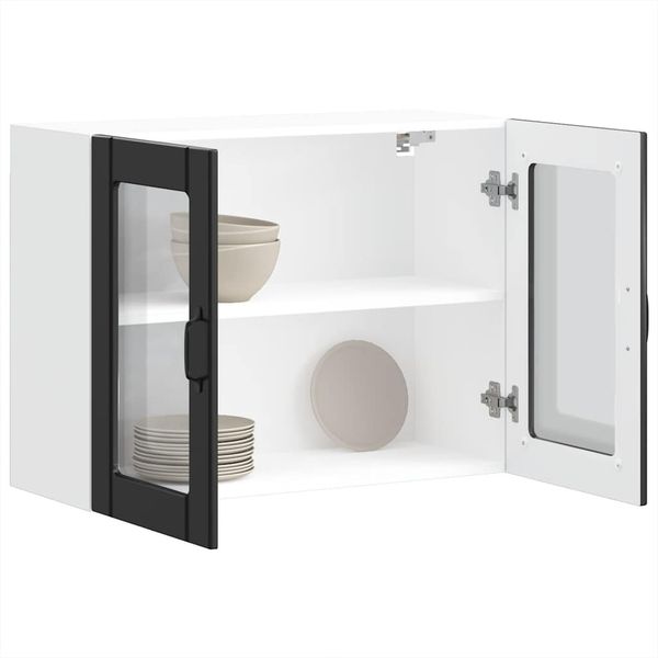vidaXL Küchen-Hängeschrank mit Glastür Lucca Schwarz Holzwerkstoff 853848