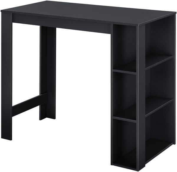 Bartisch Danderyd 120x60x106 cm mit 3 Ablagefächern Schwarz [en. casa]