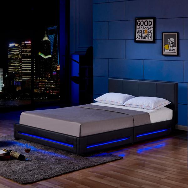 Home Deluxe Polsterbett mit LED-Beleuchtung 'ASTEROID' Weiß 160x200 cm, ohne Matratze Bild 5
