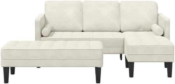 vidaXL Sofa Set mit Kissen 2 pcs Creme Polyester 3329272 Bild 2