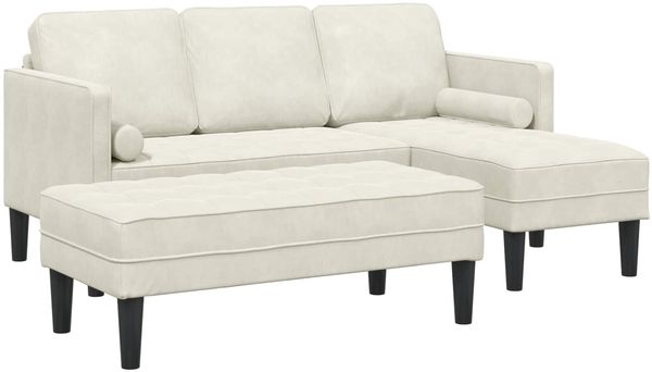 vidaXL Sofa Set mit Kissen 2 pcs Creme Polyester 3329272