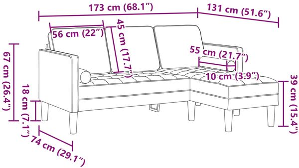 vidaXL Sofa Set mit Kissen 2 pcs Creme Polyester 3329272 Bild 10
