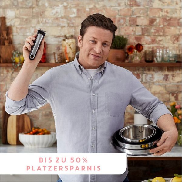 Jamie Oliver by Tefal Ingenio 5-teiliges Topf und Pfannenset abnehmbarer Griff, stapelbar, platzsparend, Topfset Induktion mit Antihaftversiegelung, einfache Handhabung und Reinigung, L97696 Bild 4