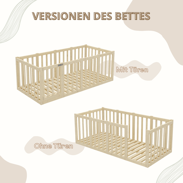 Crazy Pine 'Crazy John' Kinderbett mit hohem Rausfallschutz 73 cm, Holz, Natur, 120x180 cm Bild 7