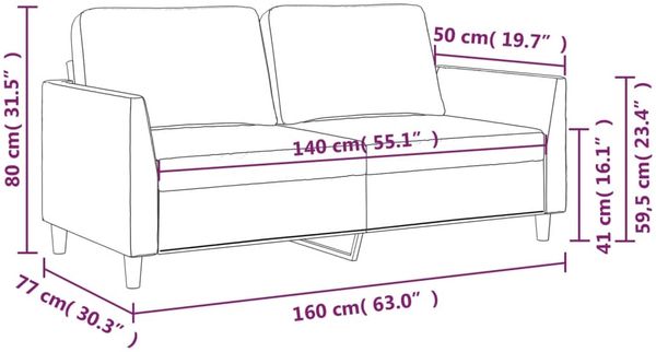 vidaXL 2-Sitzer-Sofa Creme 140 cm Kunstleder 359334 Bild 8