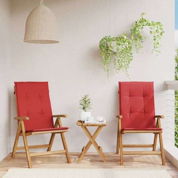 vidaXL Gartenstühle mit Kissen 2 Stk. Massivholz Teak 3196439